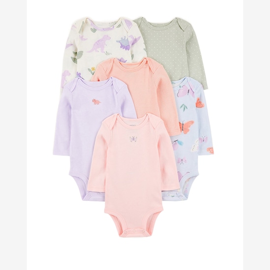 Kit body bebê 6 peças borboleta e listras multicor | Carter's