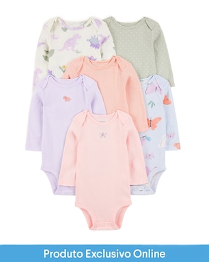 Kit body bebê 6 peças borboleta e listras multicor | Carter's
