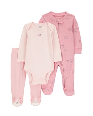 Conjunto longo bebê 3 peças listras cachorrinhos multicor | Carter's