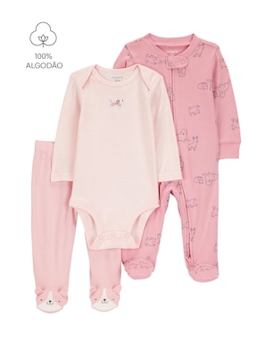 Conjunto longo bebê 3 peças listras cachorrinhos multicor | Carter's