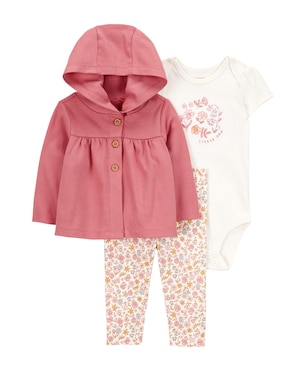 Conjunto longo bebê 3 peças com capuz floral multicor | Carter's