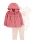 Conjunto longo bebê 3 peças com capuz floral multicor | Carter's