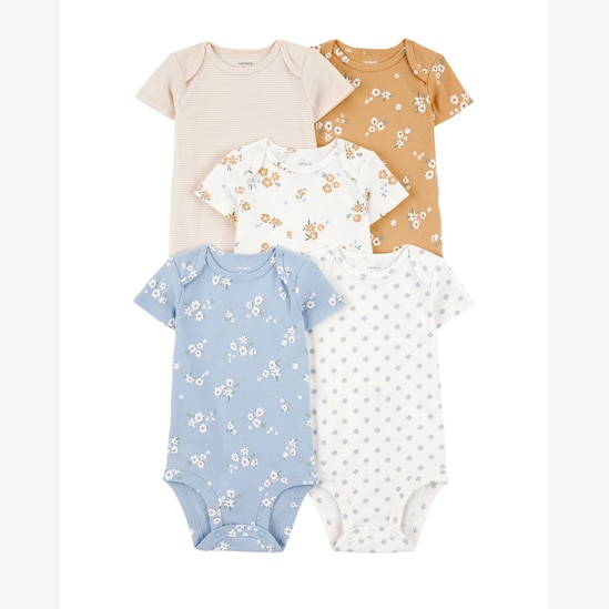Kit body bebê 5 peças floral listras multicor | Carter's