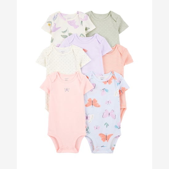 Kit body bebê 7 peças borboletas poá multicor | Carter's