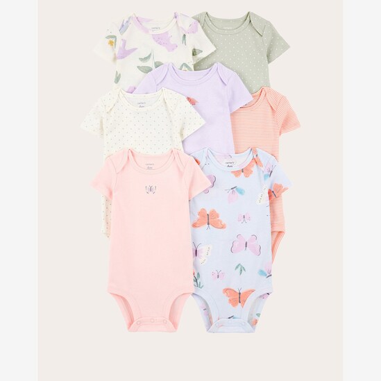Kit body bebê 7 peças borboletas poá multicor | Carter's