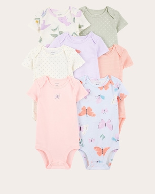 Kit body bebê 7 peças borboletas poá multicor | Carter's