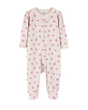 Macacão bebê com pezinho floral bege | Carter's