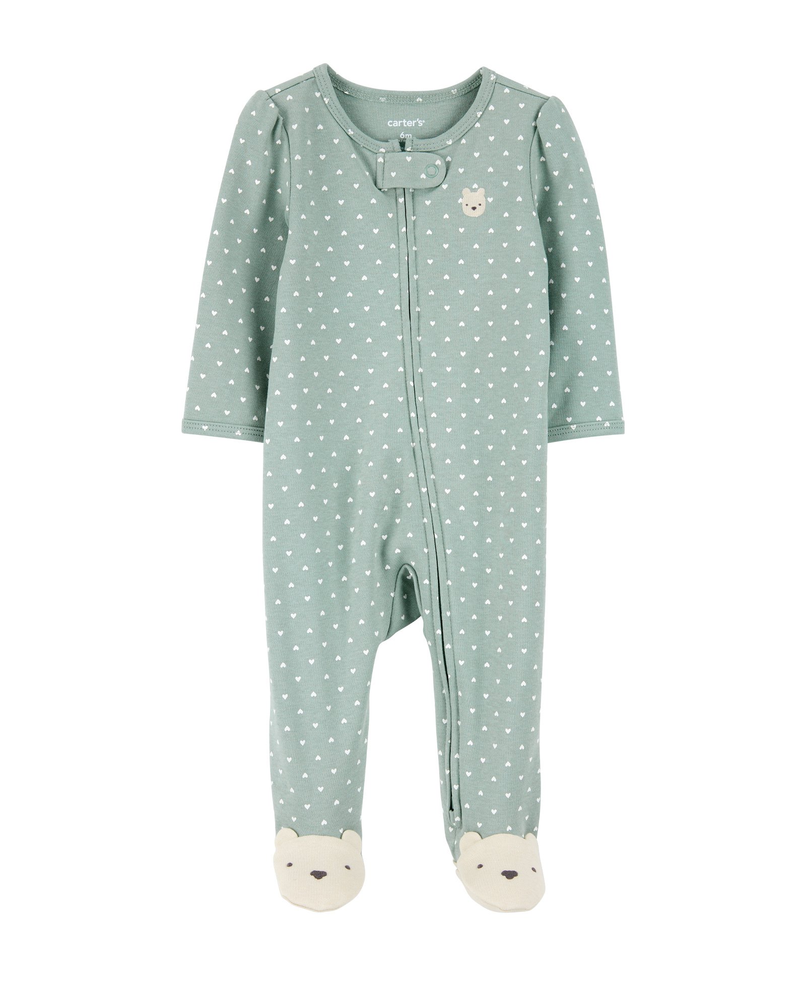 Macacão bebê com pezinho coração urso verde | Carter's