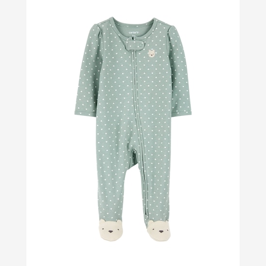 Macacão bebê com pezinho coração urso verde | Carter's