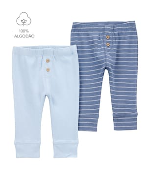 Kit calça bebê 2 peças cós elástico listrado multicor | Carter's