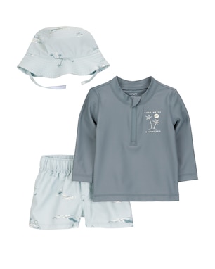 Conjunto curto de praia bebê 3 peças com chapéu ilha multicor | Carter's