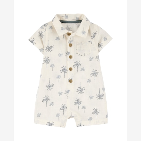 Macaquinho bebê palmeiras com bolso bege | Carter's