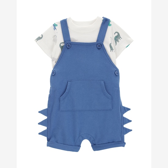 Jardineira bebê dino interativo com camiseta multicor | Carter's