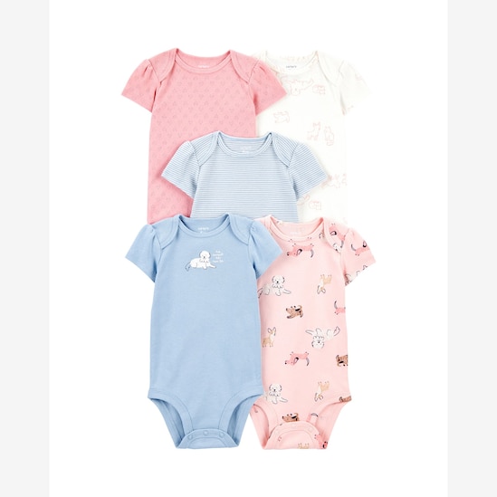 Kit body bebê 5 peças cachorrinhos listras multicor | Carter's