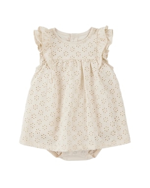 Vestido bebê em laise com babados bege | Carter's