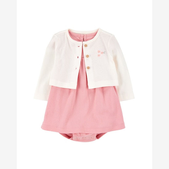 Vestido bebê evasê com casaco floral multicor | Carter's
