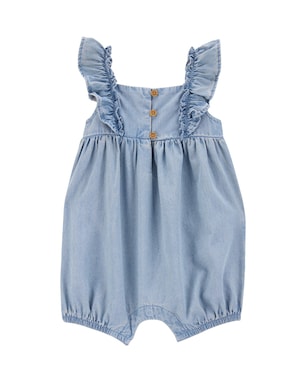 Macaquinho jeans bebê com babados denim médio | Carter's