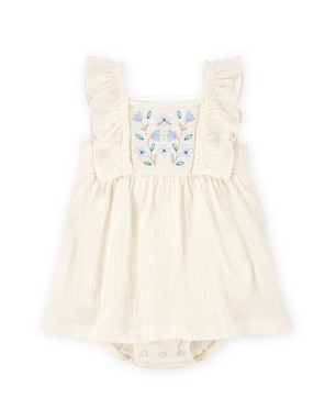 Vestido bebê evasê floral texturizado bege | Carter's