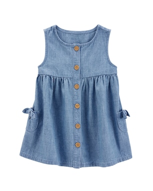 Vestido jeans bebê evasê com calcinha denim médio | Carter's
