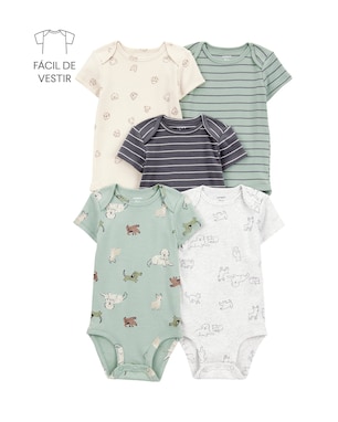 Kit body bebê 5 peças cachorrinhos mescla multicor | Carter's