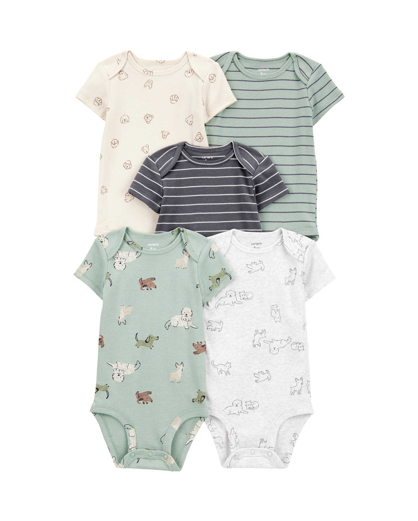Kit body bebê 5 peças cachorrinhos mescla multicor | Carter's