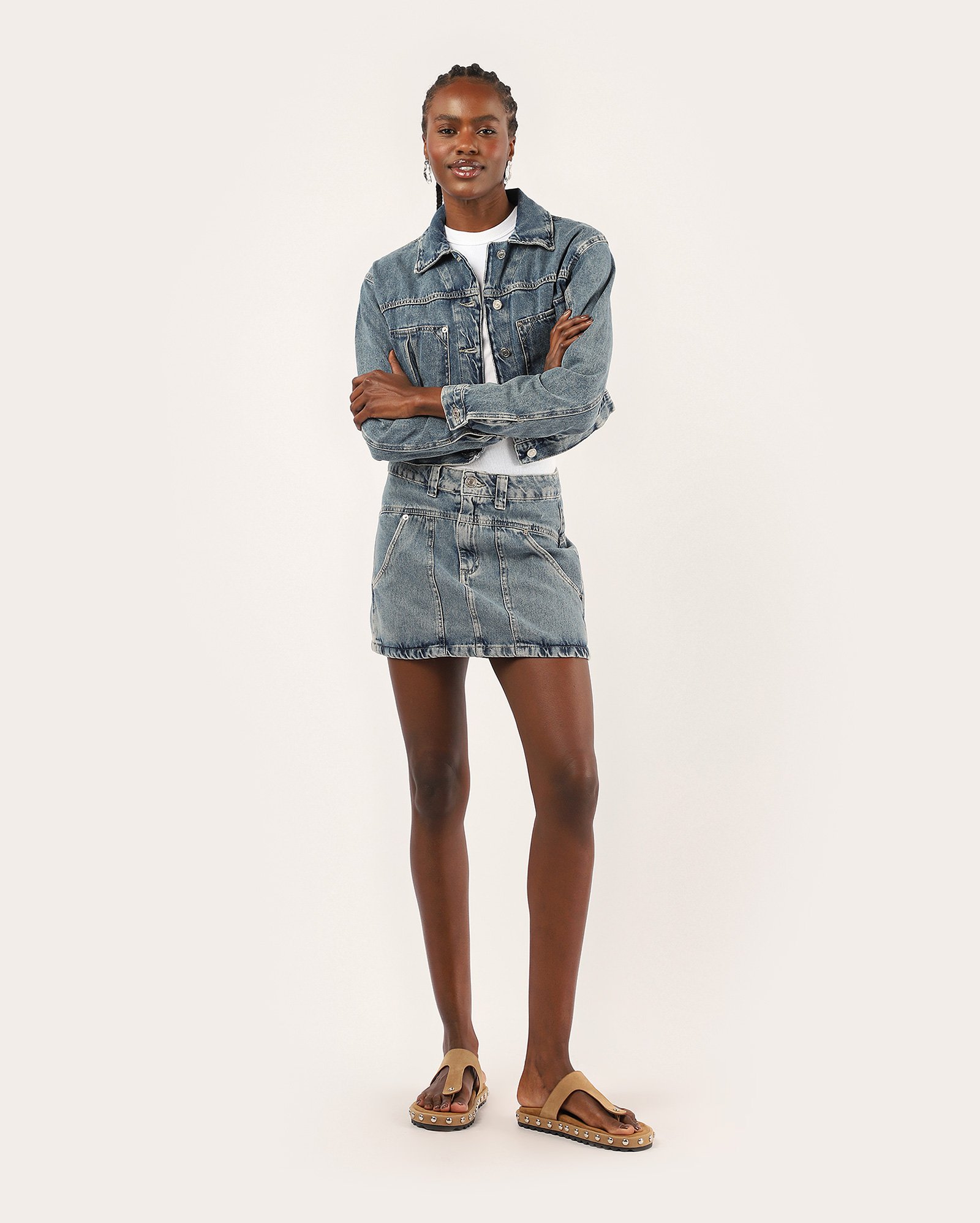 Jaqueta jeans cropped feminina - denim médio | Pool Jeans