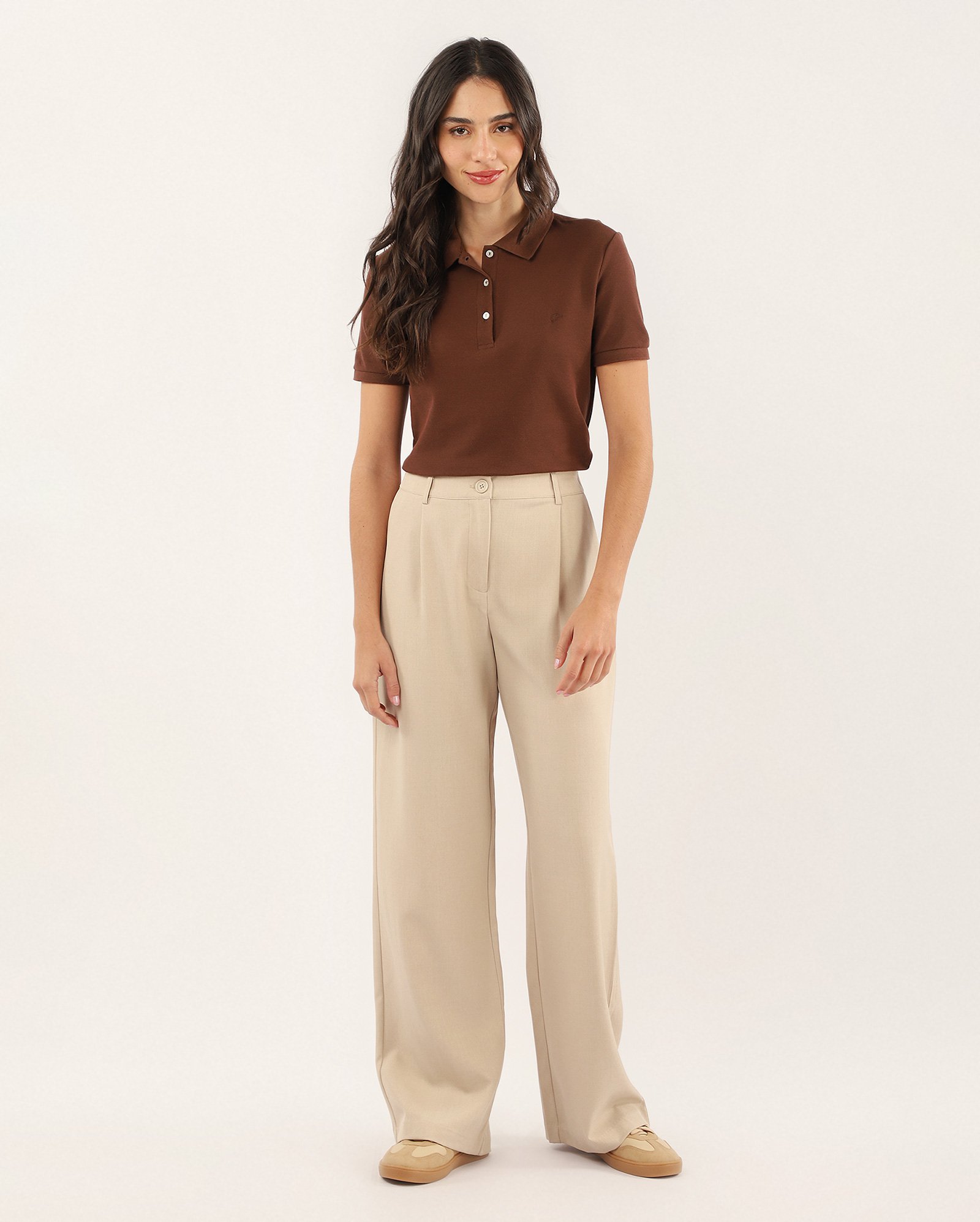 Camisa polo feminina Pool Legacy slim logo marrom