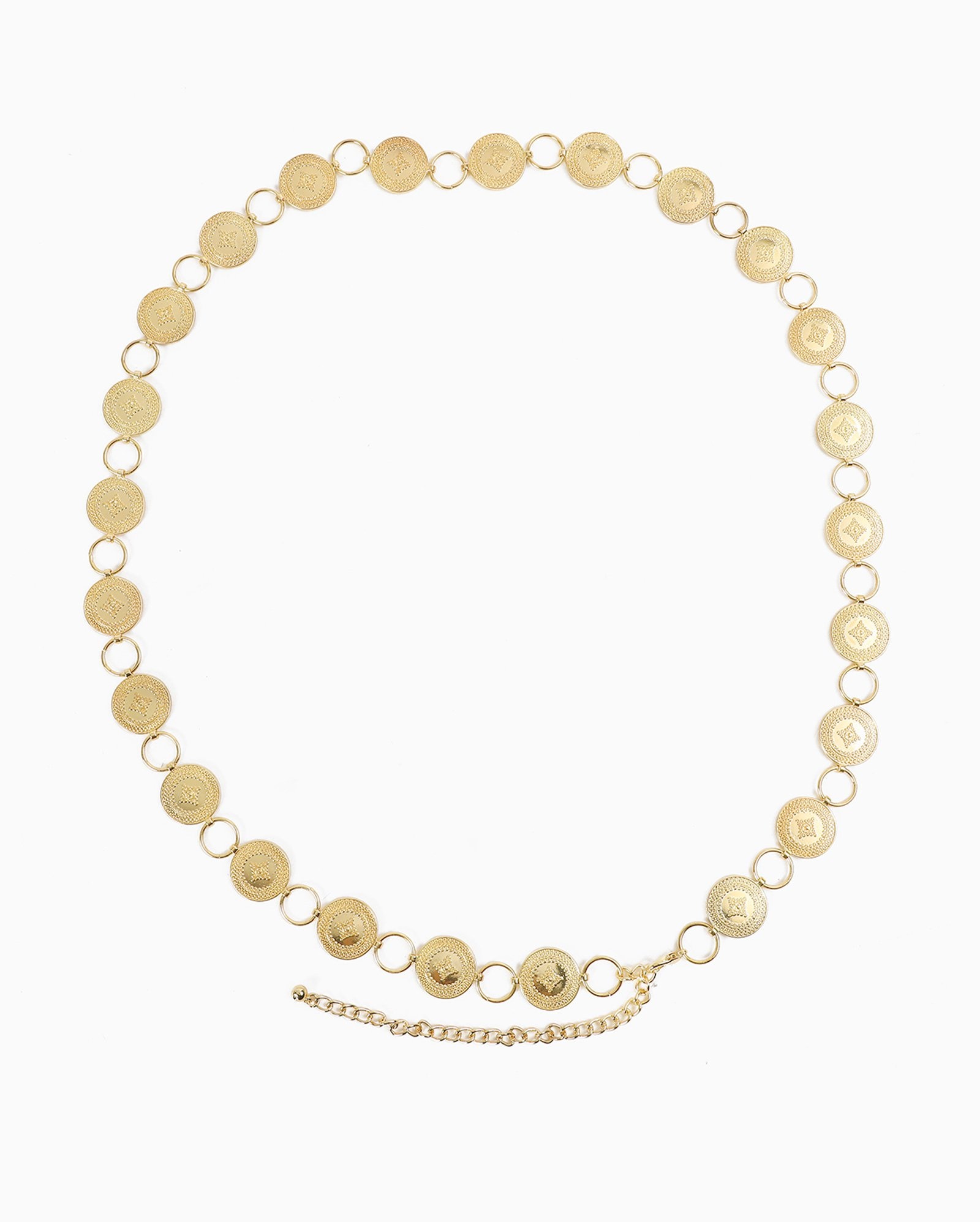 Cinto feminino em corrente com medalhas - Dourado
