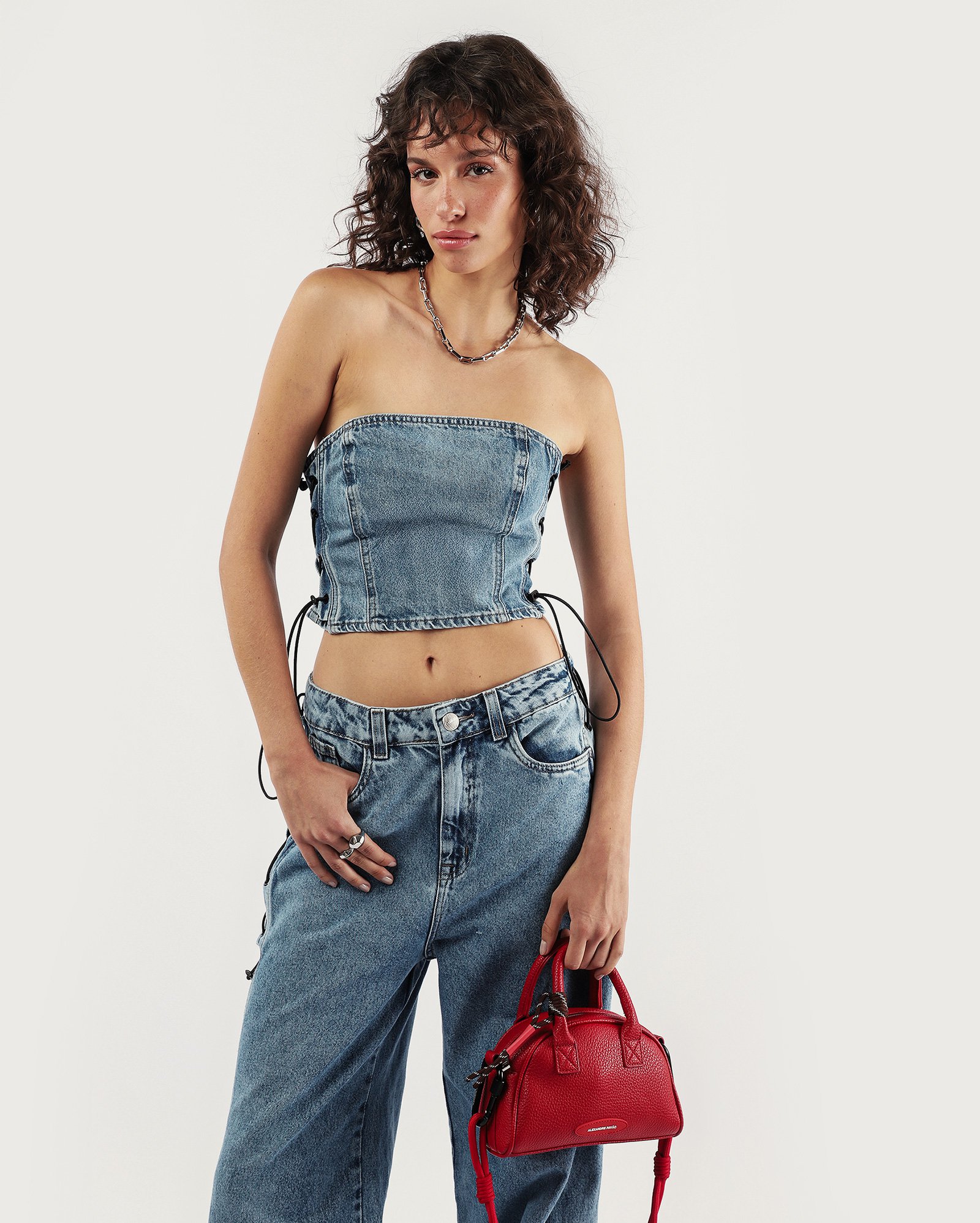 Top jeans ajustável denim médio | Alexandre Pavão + Pool