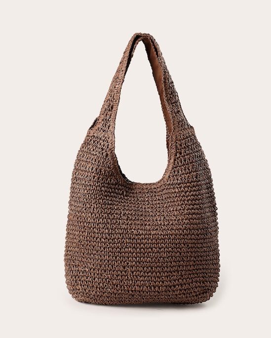 Bolsa de praia feminina hobo em palha trançada