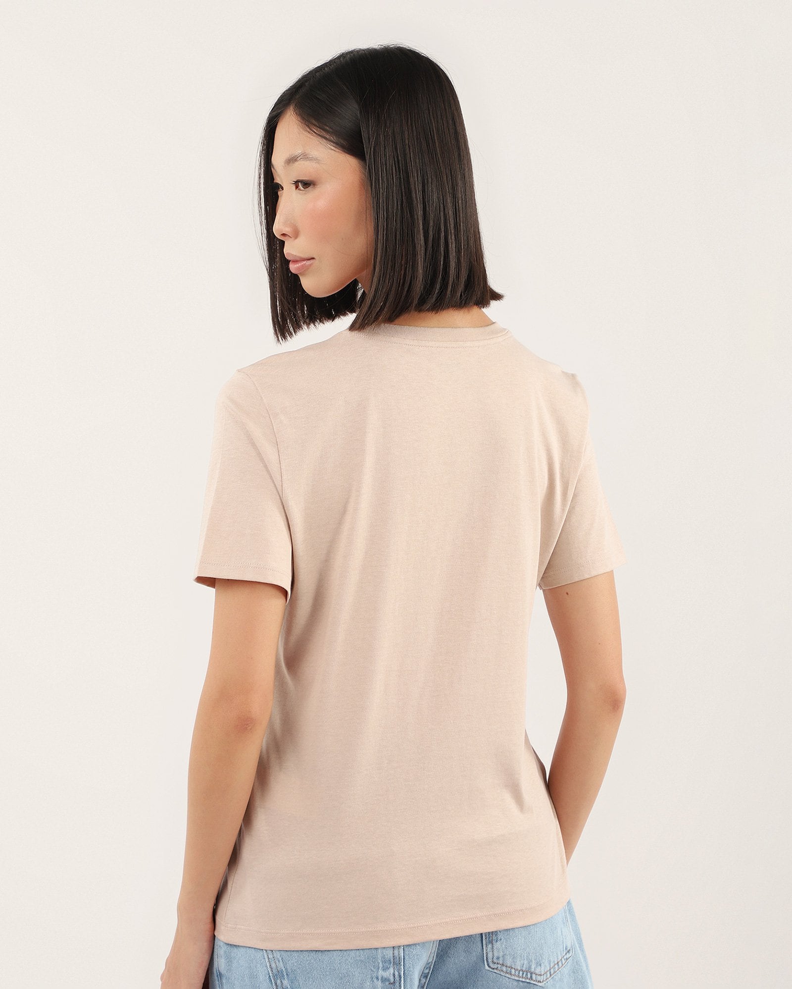Camiseta feminina básica algodão peruano - Bege — foto 4