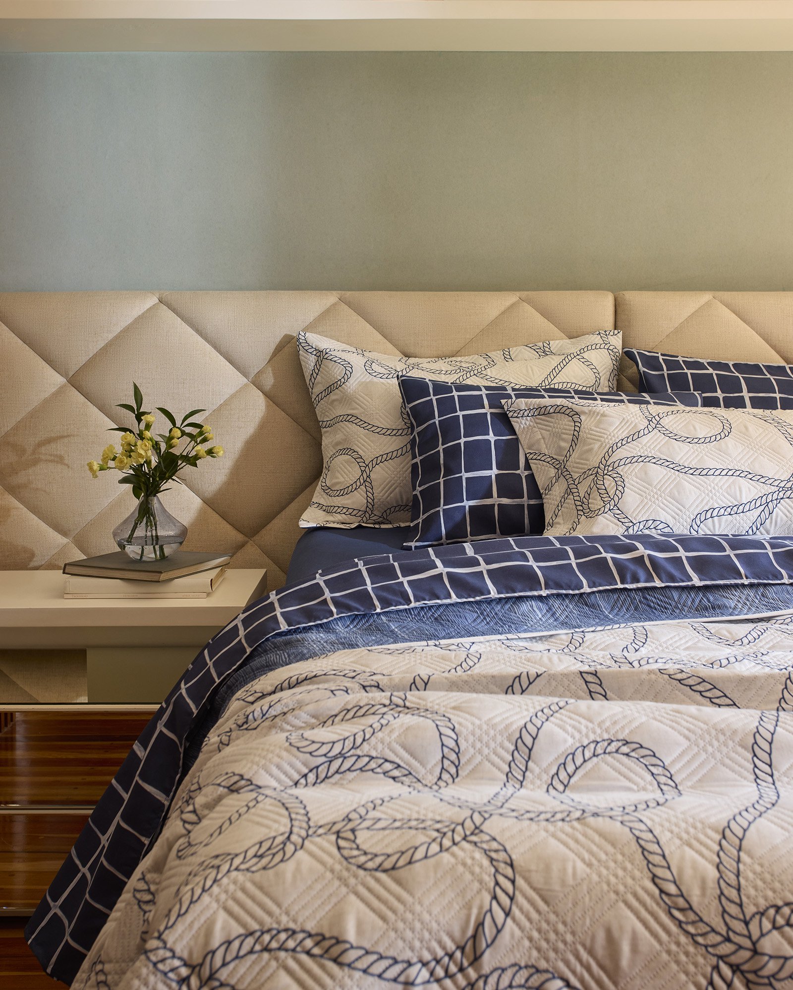 Riachuelo | Jogo de cama queen 4 peças soft touch Ortiz azul