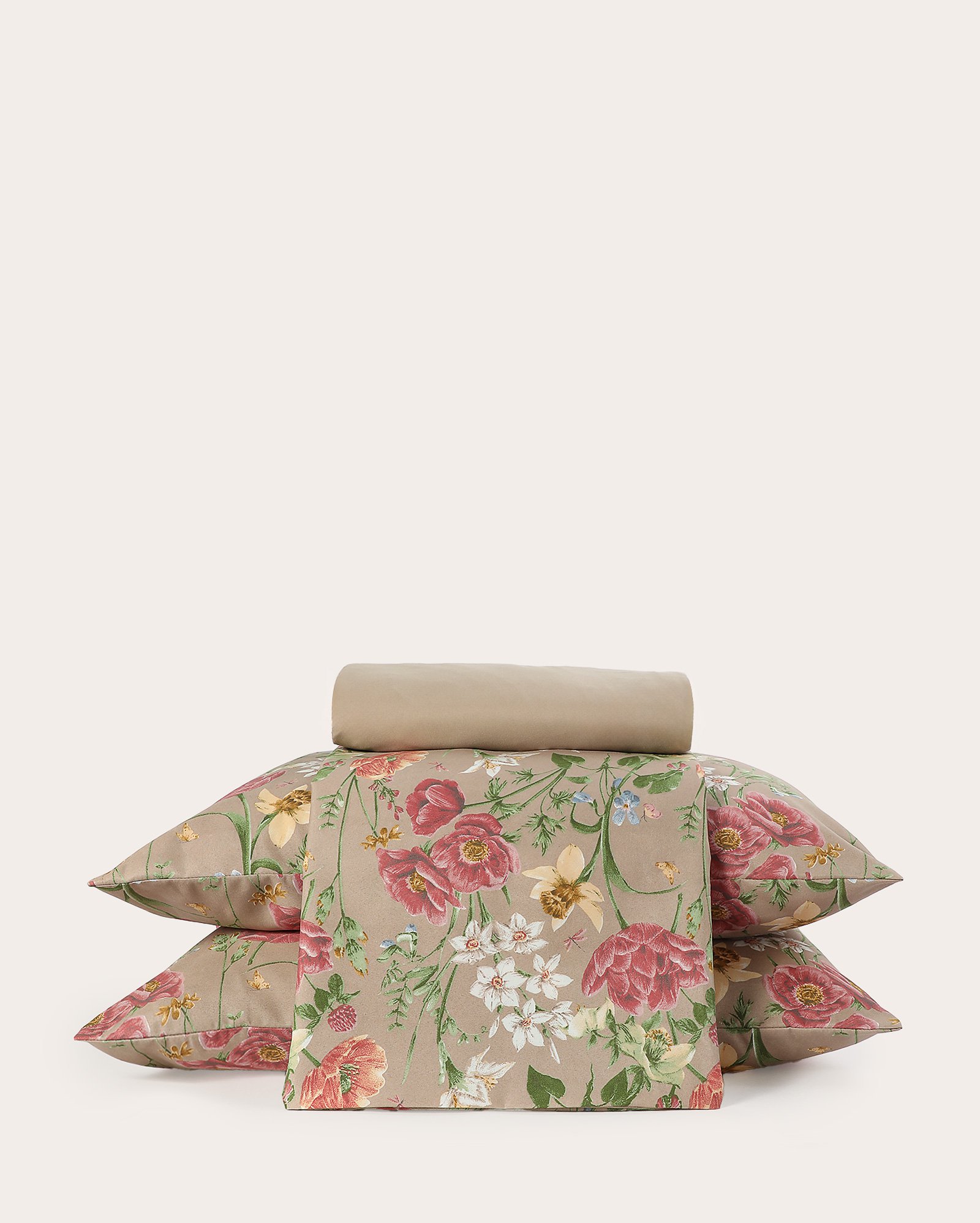 Jogo de cama queen 4 peças soft touch Alana Rosa bege | Casa Riachuelo