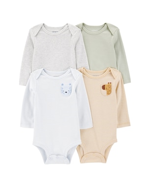 Kit body bebê 4 peças bichinhos e listras multicor | Carter's