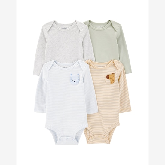 Kit body bebê 4 peças bichinhos e listras multicor | Carter's
