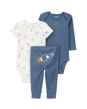 Conjunto longo bebê 3 peças nave espacial azul | Carter's