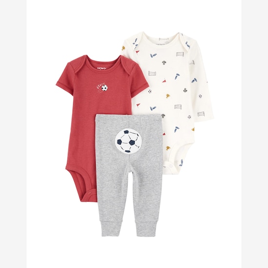 Conjunto longo bebê 3 peças futebol multicor | Carter's