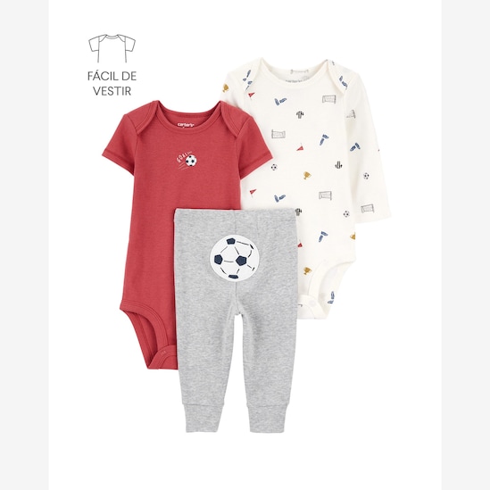 Conjunto longo bebê 3 peças futebol multicor | Carter's