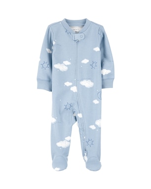 Macacão bebê manga longa com pezinho nuvem azul | Carter's