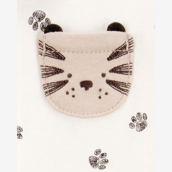 Macacão bebê manga longa com pezinho patinhas off-white | Carter's