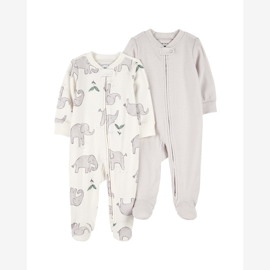 Kit macacão bebê 2 peças com pezinho elefante multicor | Carter's