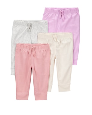 Kit calça bebê 4 peças cós elástico e laço multicor | Carter's