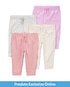 Kit calça bebê 4 peças cós elástico e laço multicor | Carter's
