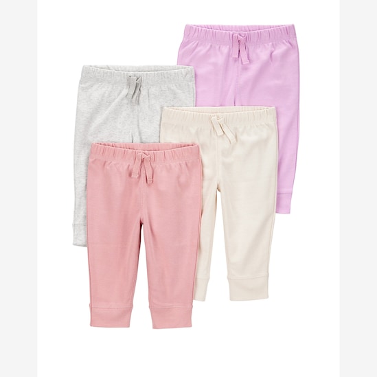 Kit calça bebê 4 peças cós elástico e laço multicor | Carter's
