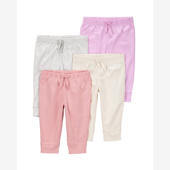 Kit calça bebê 4 peças cós elástico e laço multicor | Carter's