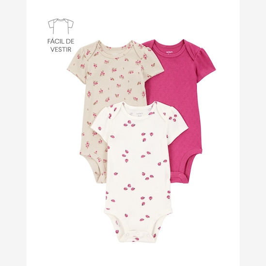 Kit body bebê 3 peças flores e joaninhas multicor | Carter's
