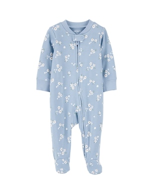Macacão bebê manga longa com pezinho floral azul | Carter's