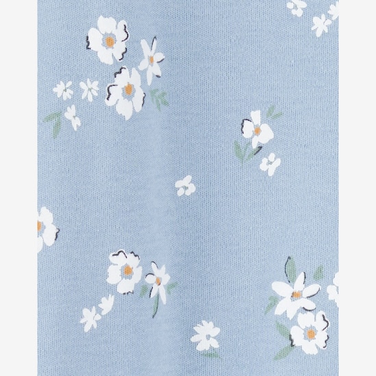 Macacão bebê manga longa com pezinho floral azul | Carter's