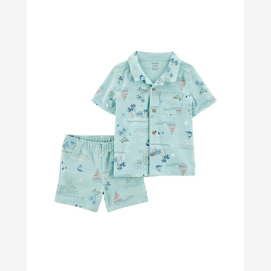 Conjunto bebê infantil 2 peças social verão praia azul | Carter's