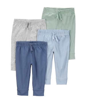 Kit calça bebê 4 peças cós elástico e laço multicor | Carter's